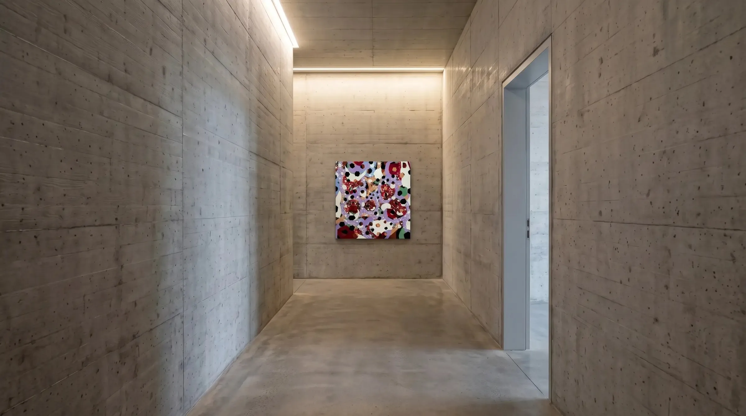 Lila snö — shown in a space