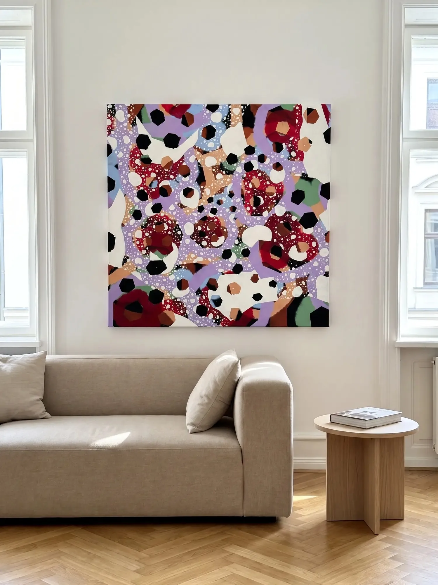 Lila snö — shown in a space
